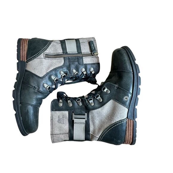 Sorel Major Carly Leather and Canvas Lace Up Zipper Boots | Size 8 - Picture 8 of 10